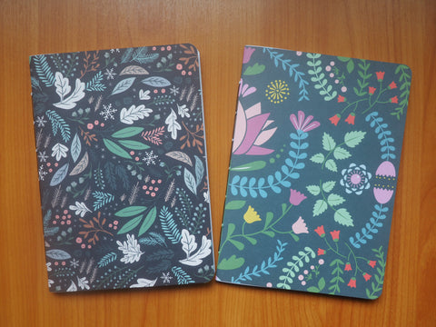 Forest greenery notebook set of 2 for Christmas, birthdays--for nature lovers and gardeners, gifts for him