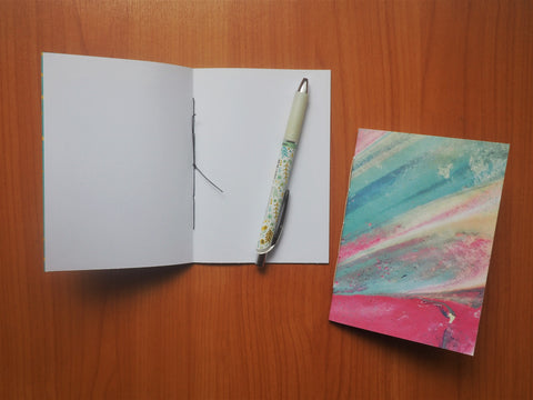 Colourful wildflowers and marbled handbound notebook designs--set of 2, Christmas stocking stuffer for kids