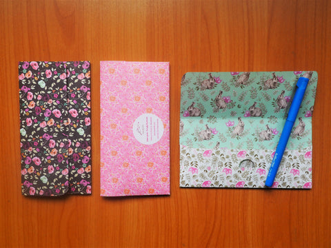 Pink botanicals long money envelopes--set of 3 for Christmas, CNY, Eid, weddings and birthdays