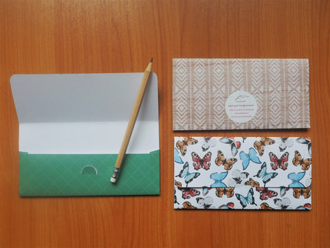 Rustic butterflies and chevron design long money envelopes--set of 3 for Christmas, birthdays, grandparents, elderly
