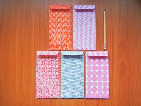 Bright and fluorescent double-sided money envelopes in jumbo size--set of 5 in jumbo size