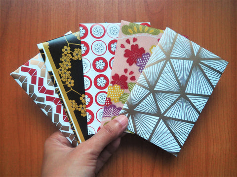 Elegant gold and red abstract and floral money envelopes--set of 5 in wide design for CNY, Christmas and birthdays