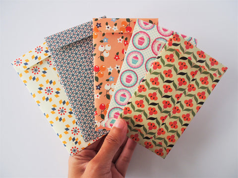 Cute mixed variety pack of money envelopes--set of 5 in tall design