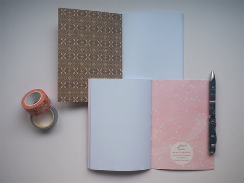 Traditional Asian tiles notebook set in maroon and white--set of 2 for those who love architecture and travel