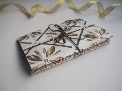 Traditional Asian tiles notebook set in maroon and white--set of 2 for those who love architecture and travel