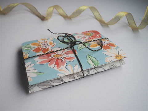 Sketched wildflowers in monochrome and pastel blue--set of 2 notebooks for the flower and nature lovers