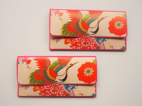 Graceful crane origami paper money envelopes--set of 2