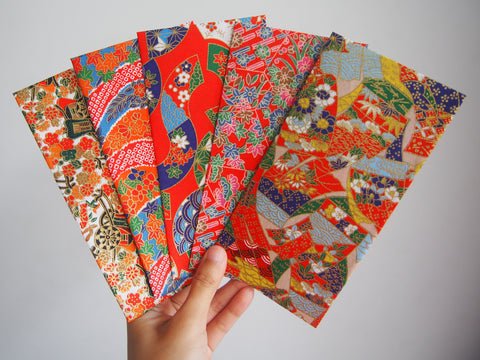 Jumbo red premium origami money envelopes for Chinese New Year--set of 5