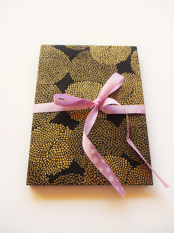 Handbound A6 journals with floral Lokta covers in red, blue or gold | handmade books for sketching, writing, doodling, note-taking
