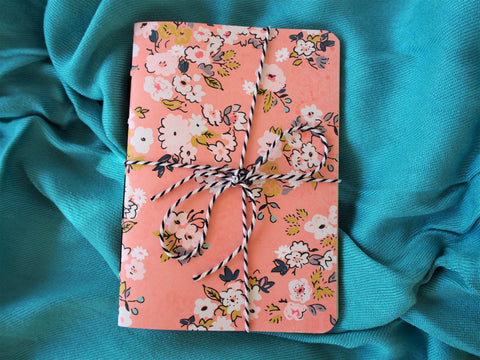 Watercolour florals notebook set in peach and green--set of 2 for Mother's Day
