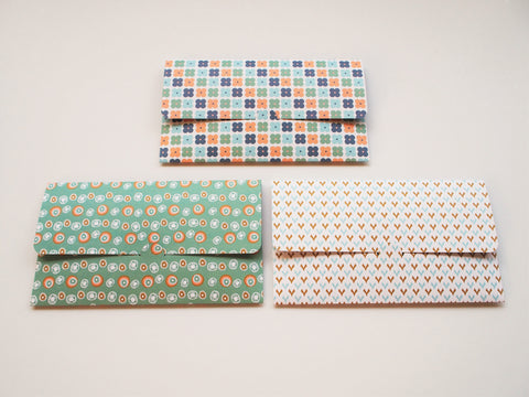 Pastel Nordic design money envelopes, gift card holders or voucher holders--set of 3