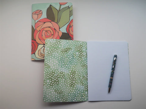 Watercolour tulips and roses A5 notebooks set of 2--for mother and child on Mother's Day, birthdays, Christmas