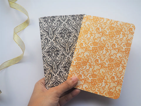 Golden lace and licorice damask notebooks set of 2--for Mother's Day, Christmas, birthdays, weddings