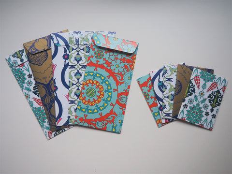 Delicate blue Turkish patterns money envelopes for Eid--set of 5 in jumbo or horizontal design