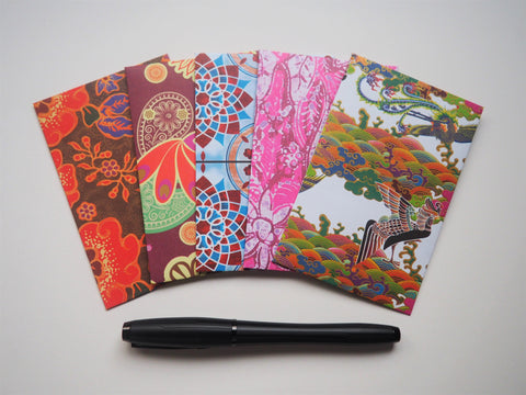 Traditional batik and ethnic designs money envelopes for Eid--set of 5 in wide design