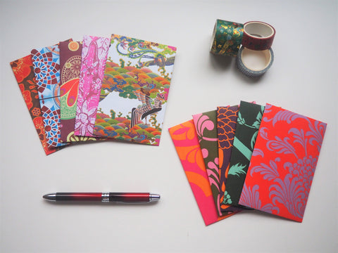 Traditional batik and ethnic designs money envelopes for Eid--set of 5 in wide design