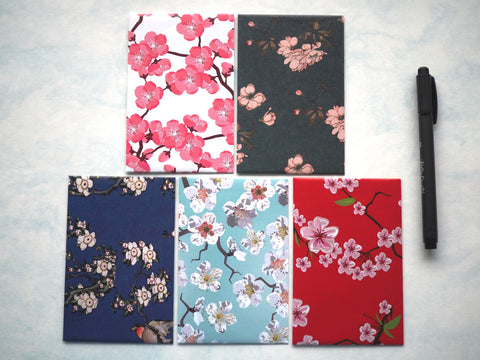 Japanese watercolour sakura money envelopes for Eid--set of 5 in wide design