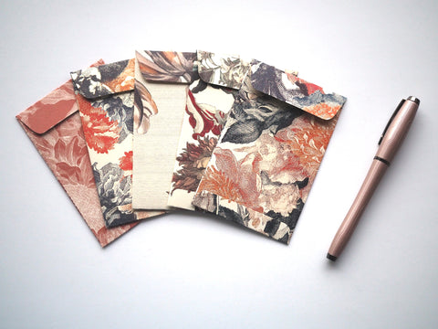 Pink painted florals money envelopes for Eid--set of 5 in wide design