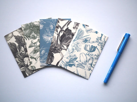 Monochrome painted florals money envelopes for Eid--set of 5 in wide design