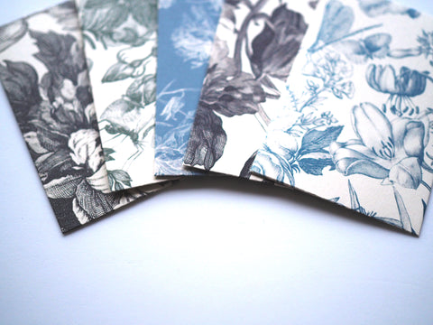 Monochrome painted florals money envelopes for Eid--set of 5 in wide design