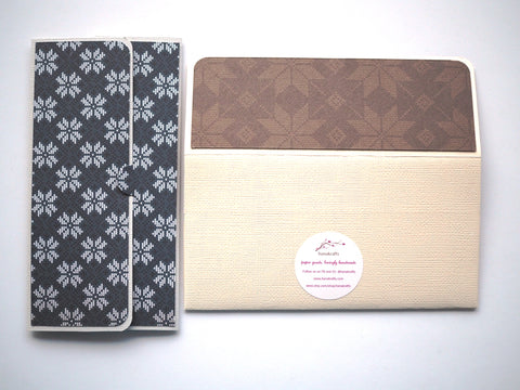 Blue and brown classic songket design long money envelopes and voucher holders--set of 2