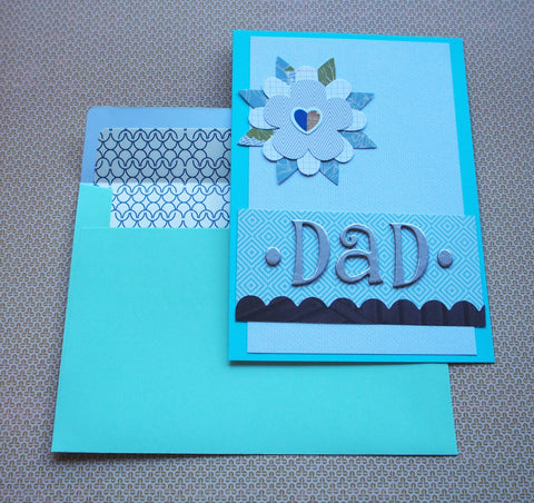 Father's Day card, birthday card for Dad in shades of blue and white