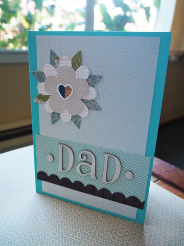 Father's Day card, birthday card for Dad in shades of blue and white