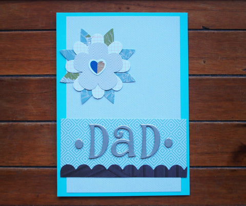 Father's Day card, birthday card for Dad in shades of blue and white