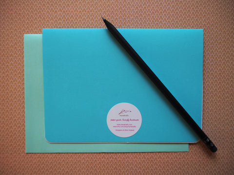 Thankful card in turquoise, light brown and peach with lined envelope