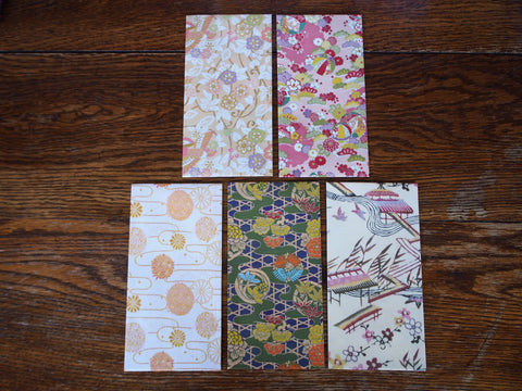 Traditional kimono print money envelopes in jumbo size, voucher holders, gift card holders--set of 5 for Eid, Christmas, Lunar New Year