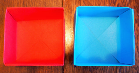Red and blue floral gift box with lid