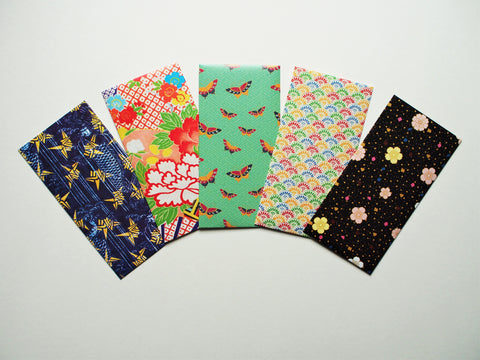 Japanese flora and fauna jumbo-sized money envelopes, gift card holders or voucher holders