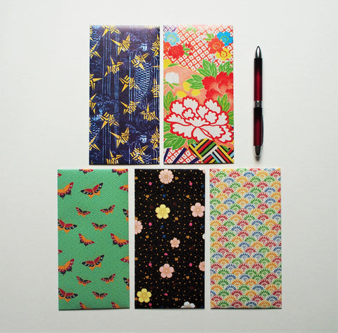 Japanese flora and fauna jumbo-sized money envelopes, gift card holders or voucher holders