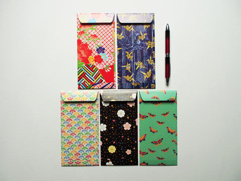 Japanese flora and fauna jumbo-sized money envelopes, gift card holders or voucher holders