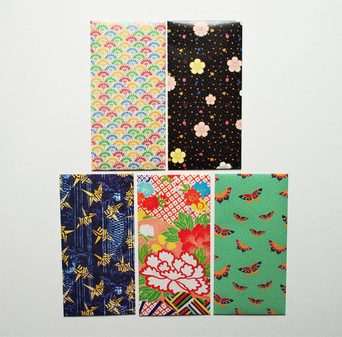 Japanese flora and fauna jumbo-sized money envelopes, gift card holders or voucher holders