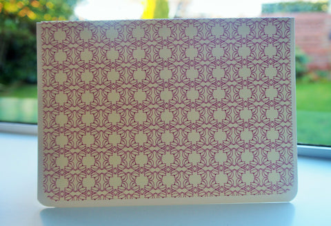 White and purple tile motif card and envelope set