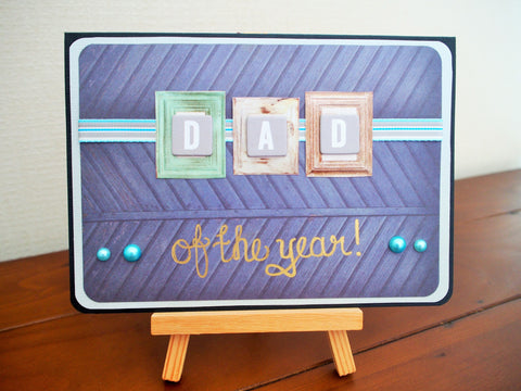 Dad of the year Father's Day card in blue