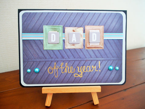 Dad of the year Father's Day card in blue