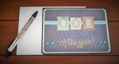 Dad of the year Father's Day card in blue