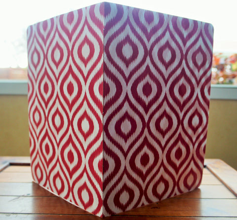 Ikat design hand-bound notebooks--set of 3 in various sizes (purple, yellow and red)