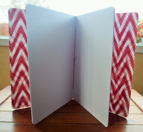 Ikat design hand-bound notebooks--set of 3 in various sizes (purple, yellow and red)
