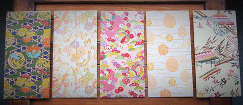 Traditional kimono print money envelopes in jumbo size, voucher holders, gift card holders--set of 5 for Eid, Christmas, Lunar New Year