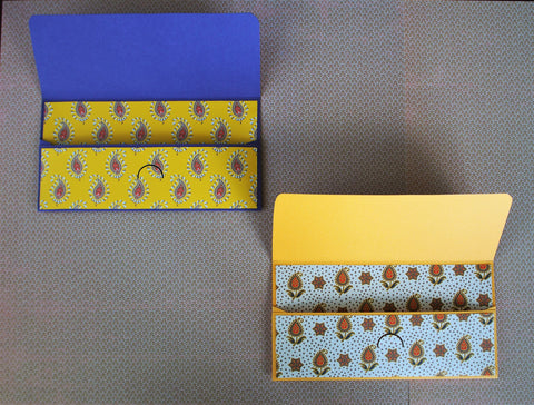 Indian paisley money envelopes, gift card or voucher holders for Diwali, Deepavali--set of 2