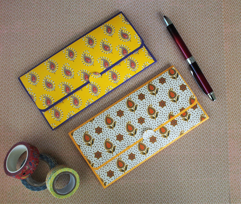 Indian paisley money envelopes, gift card or voucher holders for Diwali, Deepavali--set of 2