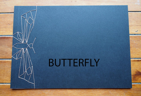 Japanese stab-binding notebooks with unique hand-bound decorative designs: Butterfly, Lotus blossom, Woven