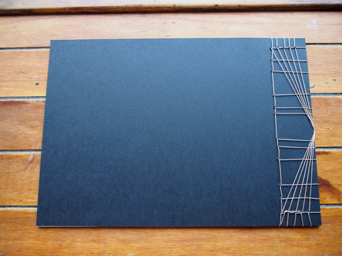 Japanese stab-binding notebooks with unique hand-bound decorative designs: Butterfly, Lotus blossom, Woven