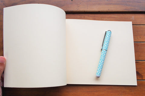 Japanese stab-binding notebooks with unique hand-bound decorative designs: Butterfly, Lotus blossom, Woven