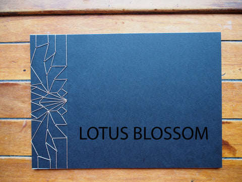 Japanese stab-binding notebooks with unique hand-bound decorative designs: Butterfly, Lotus blossom, Woven