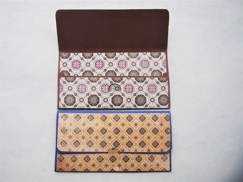 Classic mosaic tiles money envelopes, gift card holders, voucher holders--set of 2 in blue and brown for the traveller