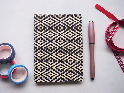 Geometric ikat Lokta paper hardcover hand-bound journal with blank pages--Christmas gift for journal lovers and writers
